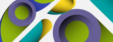 Soyut arkaplan. Minimum geometrik daireler ve koyu gölgeli yuvarlak şekiller. Duvar kağıdı afişi veya arkaplan için moda teknoloji iş şablonu