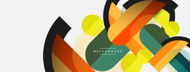 Geometrik şekiller bileşim soyut arkaplan. Çember çizgileri ve dikdörtgenler. Duvar kağıdı afişi veya iniş sayfası için vektör illüstrasyonu