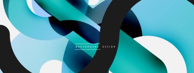Yuvarlak şekiller daireler ve diğer geometrik şekiller. Duvar kağıdı afişi arkaplan kartı veya iniş sayfası için vektör illüstrasyonu