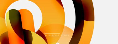 Yuvarlak şekiller daireler ve diğer geometrik şekiller. Duvar kağıdı afişi arkaplan kartı veya iniş sayfası için vektör illüstrasyonu