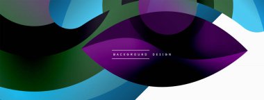 Renkli geometrik şekilli soyut arkaplan. Yuvarlak şekilli, daire ve çizgilerle çok güzel bir arka plan. Geometrik tasarım. Vektör illüstrasyonu