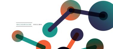 Soyut arkaplan. Yuvarlak noktalar çizgilerle birleşti. Duvar kağıdı, afiş, arkaplan veya iniş için moda tekno iş şablonu