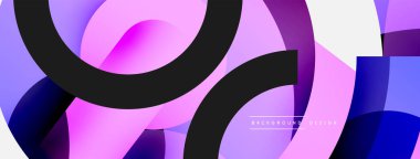 Yuvarlak şekiller daireler ve diğer geometrik şekiller. Duvar kağıdı afişi arkaplan kartı veya iniş sayfası için vektör illüstrasyonu