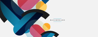 Geometrik şekiller bileşim soyut arkaplan. Çember çizgileri ve dikdörtgenler. Duvar kağıdı afişi veya iniş sayfası için vektör illüstrasyonu