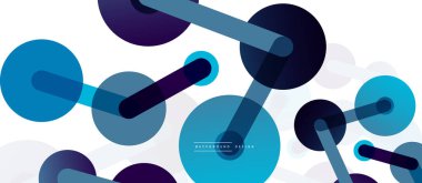 Çizgi noktaları geometrik soyut arkaplan bağlantıları. Çizgilerle birbirine bağlı çemberler. Duvar kağıdı, afiş, arkaplan veya iniş için moda tekno iş şablonu