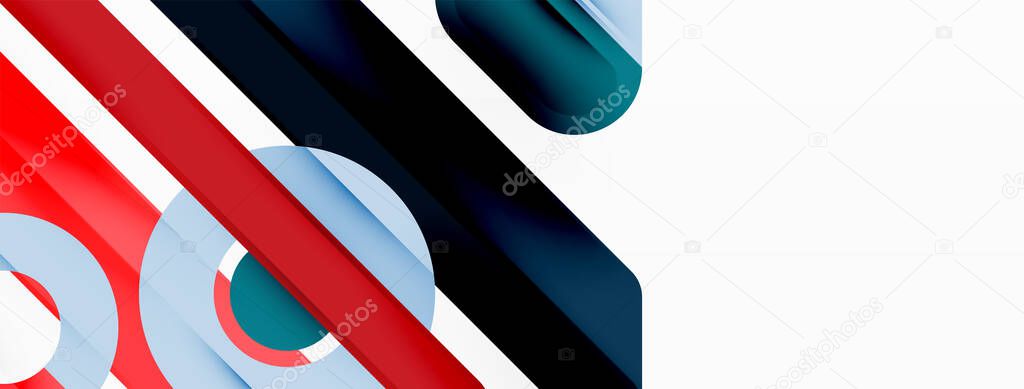 Lines geometric background. Stripes and rings composition business template for wallpaper, banner, background or landing