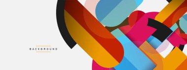 Geometrik şekiller bileşim soyut arkaplan. Çember çizgileri ve dikdörtgenler. Duvar kağıdı afişi veya iniş sayfası için vektör illüstrasyonu