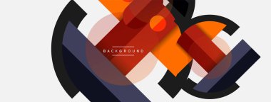 Geometrik şekiller bileşim soyut arkaplan. Çember çizgileri ve dikdörtgenler. Duvar kağıdı afişi veya iniş sayfası için vektör illüstrasyonu