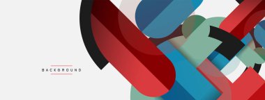 Geometrik şekiller bileşim soyut arkaplan. Çember çizgileri ve dikdörtgenler. Duvar kağıdı afişi veya iniş sayfası için vektör illüstrasyonu