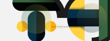 Yuvarlak geometrik şekiller çizgiler ve daireler. Duvar kağıdı afişi ya da iniş sayfası için vektör şablonu