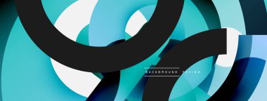 Yuvarlak şekiller daireler ve diğer geometrik şekiller. Duvar kağıdı afişi arkaplan kartı veya iniş sayfası için vektör illüstrasyonu