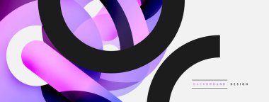 Yuvarlak şekiller daireler ve diğer geometrik şekiller. Duvar kağıdı afişi arkaplan kartı veya iniş sayfası için vektör illüstrasyonu