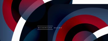 Renkli geometrik şekilli soyut arkaplan. Yuvarlak şekilli, daire ve çizgilerle çok güzel bir arka plan. Geometrik tasarım. Vektör illüstrasyonu