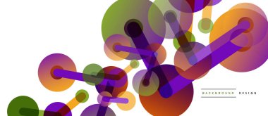 Soyut arkaplan. Yuvarlak noktalar çizgilerle birleşti. Duvar kağıdı, afiş, arkaplan veya iniş için moda tekno iş şablonu