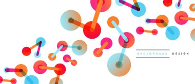 Soyut arkaplan. Yuvarlak noktalar çizgilerle birleşti. Duvar kağıdı, afiş, arkaplan veya iniş için moda tekno iş şablonu