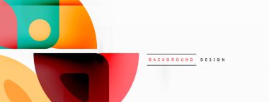 Renkli minimetrik geometrik soyut arkaplan. Yuvarlak elementlerle üçgen şekli, daireler. Duvar kağıdı, afiş, arkaplan veya iniş için moda tekno iş şablonu