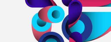 Soyut arkaplan. Minimum geometrik daireler ve koyu gölgeli yuvarlak şekiller. Duvar kağıdı afişi veya arkaplan için moda teknoloji iş şablonu