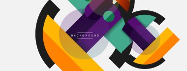 Geometrik şekiller bileşim soyut arkaplan. Çember çizgileri ve dikdörtgenler. Duvar kağıdı afişi veya iniş sayfası için vektör illüstrasyonu