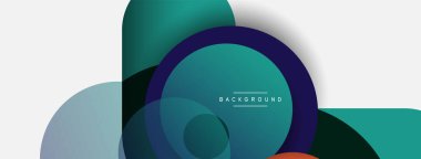 Yaratıcı geometrik duvar kağıdı. Asgari soyut arkaplan. Duvar kağıdı arkaplanı veya iniş sayfası için daire bileşimi vektör çizimi