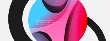 Yaratıcı geometrik duvar kağıdı. Asgari soyut arkaplan. Duvar kağıdı arkaplanı veya iniş sayfası için daire ve dalga kompozisyon vektör çizimi