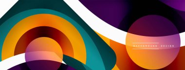 Yaratıcı geometrik duvar kağıdı. Asgari soyut arkaplan. Duvar kağıdı arkaplanı veya iniş sayfası için daire dalga ve yuvarlak şekiller kompozisyon vektör çizimi