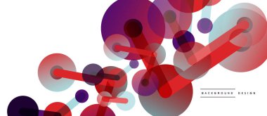 Soyut arkaplan. Yuvarlak noktalar çizgilerle birleşti. Duvar kağıdı, afiş, arkaplan veya iniş için moda tekno iş şablonu