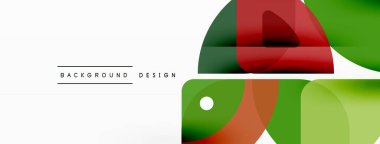 Renkli minimetrik geometrik soyut arkaplan. Yuvarlak elementlerle üçgen şekli, daireler. Duvar kağıdı, afiş, arkaplan veya iniş için moda tekno iş şablonu