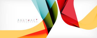 Asgari soyut arkaplan - beyaz üzerine gölge çizgileri ile örtüşen renk şekilleri. Duvar Kağıdı, Sancak, Arkaplan, İniş Sayfası için Vektör İllüstrasyonu