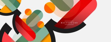 Yuvarlak geometrik şekiller çizgiler ve daireler. Duvar kağıdı afişi ya da iniş sayfası için vektör şablonu