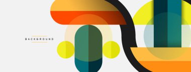 Yuvarlak geometrik şekiller çizgiler ve daireler. Duvar kağıdı afişi ya da iniş sayfası için vektör şablonu