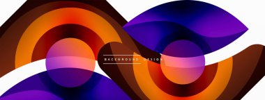 Renkli geometrik şekilli soyut arkaplan. Yuvarlak şekilli, daire ve çizgilerle çok güzel bir arka plan. Geometrik tasarım. Vektör illüstrasyonu