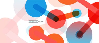 Soyut arkaplan. Yuvarlak noktalar çizgilerle birleşti. Duvar kağıdı, afiş, arkaplan veya iniş için moda tekno iş şablonu