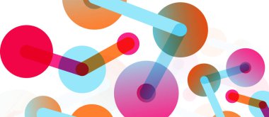 Çizgi noktaları geometrik soyut arkaplan bağlantıları. Çizgilerle birbirine bağlı çemberler. Duvar kağıdı, afiş, arkaplan veya iniş için moda tekno iş şablonu