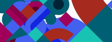 Çember ve kare geometrik arkaplan. Duvar kağıdı, pankart, arkaplan ya da iniş için üçgen ve kareli yuvarlak şekiller