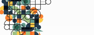 Minimum geometrik soyut arkaplan. Çember kare ve üçgen tasarım. Duvar kağıdı, afiş, arkaplan veya iniş için moda tekno iş şablonu