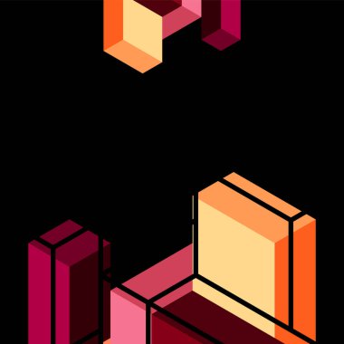 Soyut arkaplan. 3 boyutlu küp, küp elementler ve bloklar. Duvar kağıdı, afiş, arkaplan, iniş sayfası için tekno veya iş konsepti