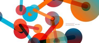 Soyut arkaplan. Yuvarlak noktalar çizgilerle birleşti. Duvar kağıdı, afiş, arkaplan veya iniş için moda tekno iş şablonu