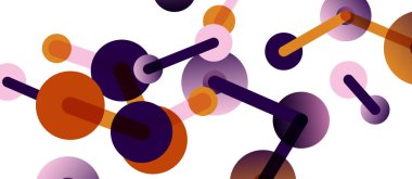 Çizgi noktaları geometrik soyut arkaplan bağlantıları. Çizgilerle birbirine bağlı çemberler. Duvar kağıdı, afiş, arkaplan veya iniş için moda tekno iş şablonu