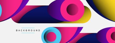 Soyut arkaplan. Minimum geometrik daireler ve koyu gölgeli yuvarlak şekiller. Duvar kağıdı afişi veya arkaplan için moda teknoloji iş şablonu