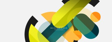 Geometrik şekiller bileşim soyut arkaplan. Çember çizgileri ve dikdörtgenler. Duvar kağıdı afişi veya iniş sayfası için vektör illüstrasyonu