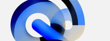 Yuvarlak şekiller daireler ve diğer geometrik şekiller. Duvar kağıdı afişi arkaplan kartı veya iniş sayfası için vektör illüstrasyonu