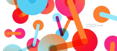 Soyut arkaplan. Yuvarlak noktalar çizgilerle birleşti. Duvar kağıdı, afiş, arkaplan veya iniş için moda tekno iş şablonu