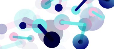 Çizgi noktaları geometrik soyut arkaplan bağlantıları. Çizgilerle birbirine bağlı çemberler. Duvar kağıdı, afiş, arkaplan veya iniş için moda tekno iş şablonu