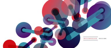 Soyut arkaplan. Yuvarlak noktalar çizgilerle birleşti. Duvar kağıdı, afiş, arkaplan veya iniş için moda tekno iş şablonu