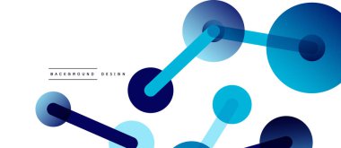 Soyut arkaplan. Yuvarlak noktalar çizgilerle birleşti. Duvar kağıdı, afiş, arkaplan veya iniş için moda tekno iş şablonu