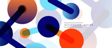 Soyut arkaplan. Yuvarlak noktalar çizgilerle birleşti. Duvar kağıdı, afiş, arkaplan veya iniş için moda tekno iş şablonu