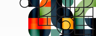 Minimum geometrik soyut arkaplan. Çember kare ve üçgen tasarım. Duvar kağıdı, afiş, arkaplan veya iniş için moda tekno iş şablonu