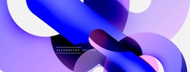 Yuvarlak şekiller daireler ve diğer geometrik şekiller. Duvar kağıdı afişi arkaplan kartı veya iniş sayfası için vektör illüstrasyonu