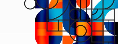 Minimum geometrik soyut arkaplan. Çember kare ve üçgen tasarım. Duvar kağıdı, afiş, arkaplan veya iniş için moda tekno iş şablonu