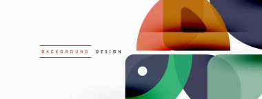 Renkli minimetrik geometrik soyut arkaplan. Yuvarlak elementlerle üçgen şekli, daireler. Duvar kağıdı, afiş, arkaplan veya iniş için moda tekno iş şablonu